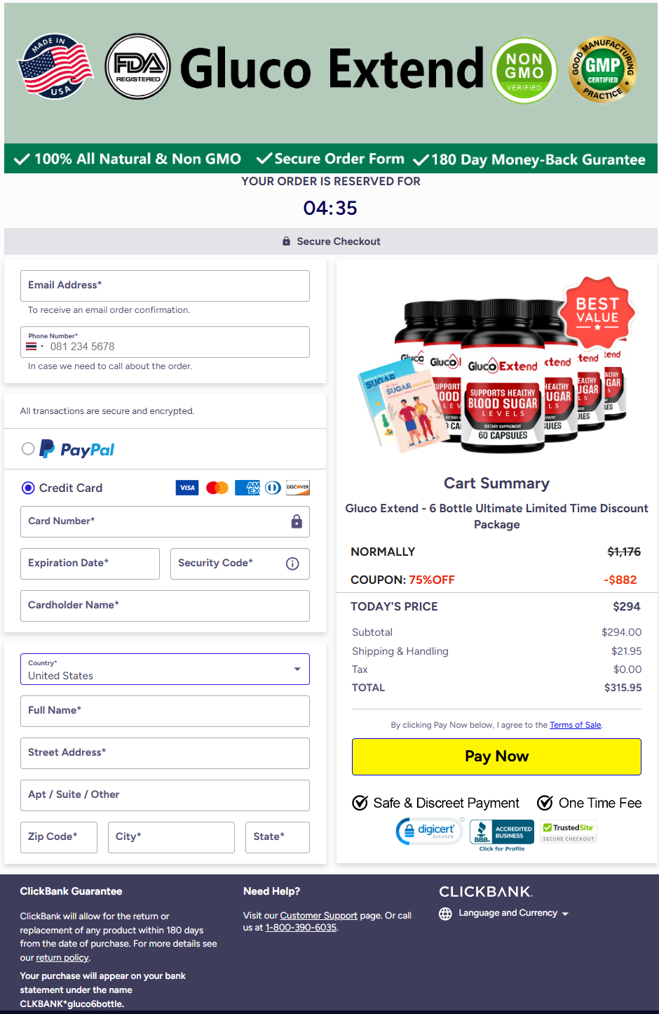 Gluco Extend Official Website Secure Order Page